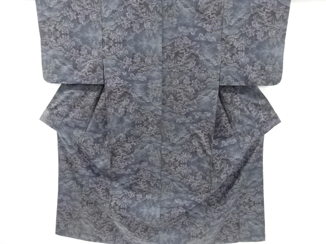 JAPANESE KIMONO / VINTAGE KIMONO / SILK / DORO OSHIMA TSUMUGI (9maruki) /  WOVEN SCENERY 